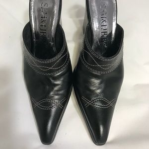 Sam and Libby black leather western style open back heel, 9M, great condition